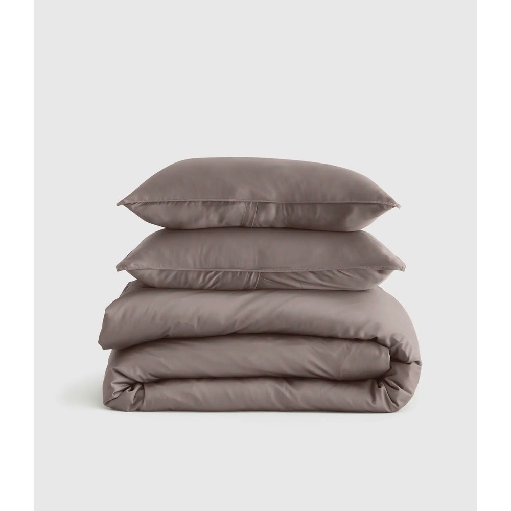 Quince Bamboo Duvet Cover Set Full Queen Stone NWT
